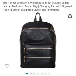 The Honest Company City Backpack, black with gold zippers, excellent condition